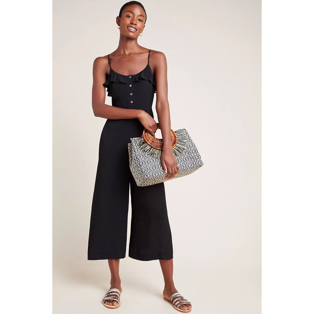 ANTHROPOLOGIE Black Ruffled Jumpsuit by
Kachel NWT Size 10